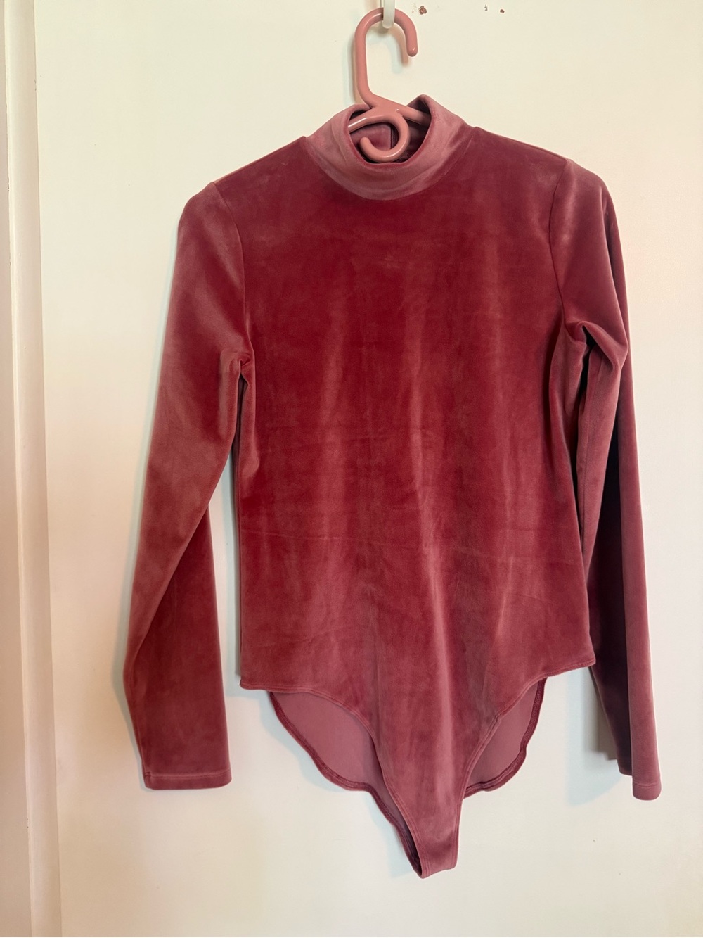 American Eagle Outfitters Velvet Mock Neck Bodysuit - Rose
